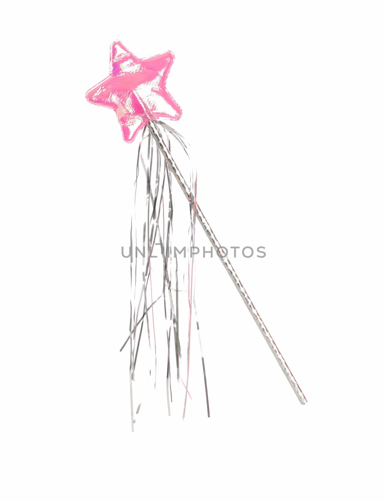 fairly wand with pink star and streamers isolated on white background
