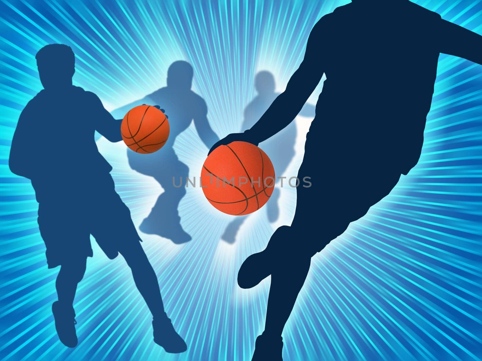 Silhouette of a basketball player.