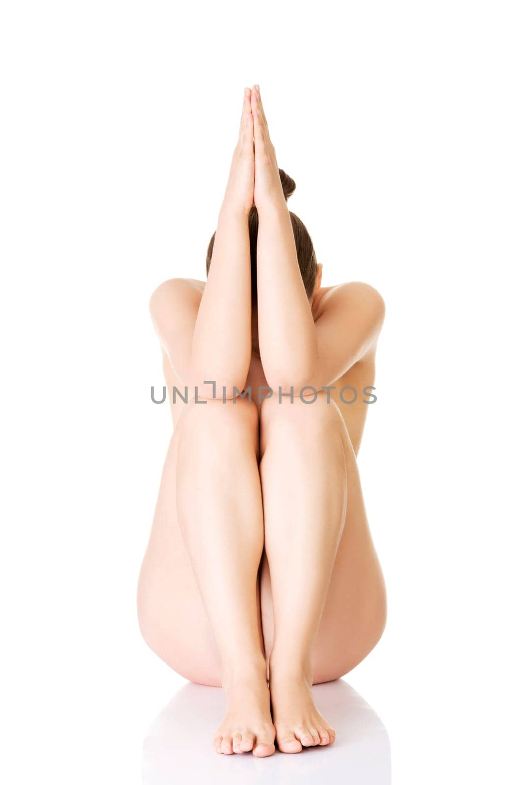sexy fit naked woman with healthy clean skin,isolated on white background