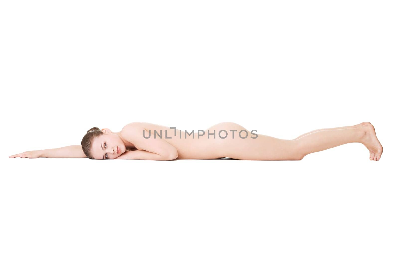 sexy fit naked woman with clean skin,isolated on white
