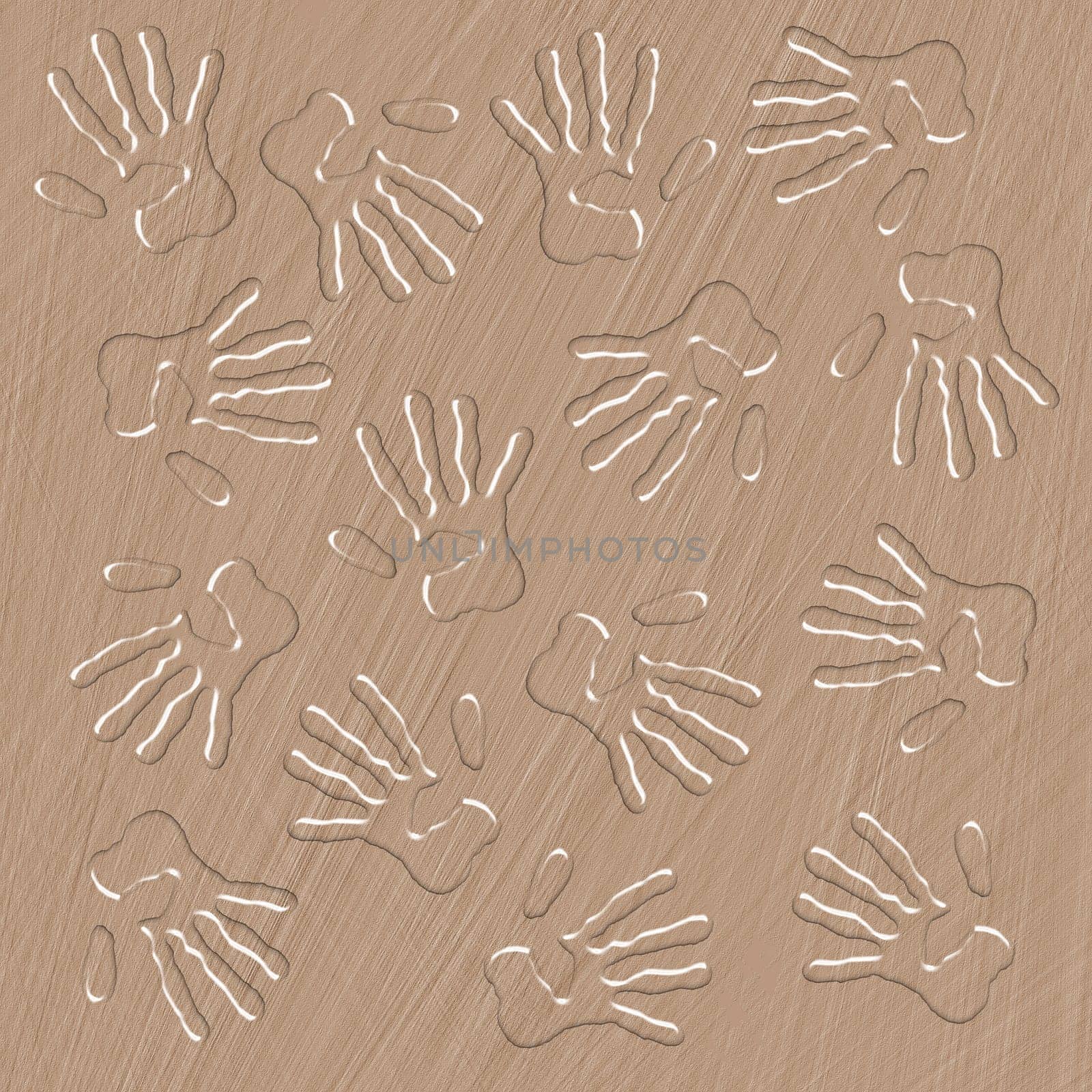 Artificial structure of a rough wall with prints of hands