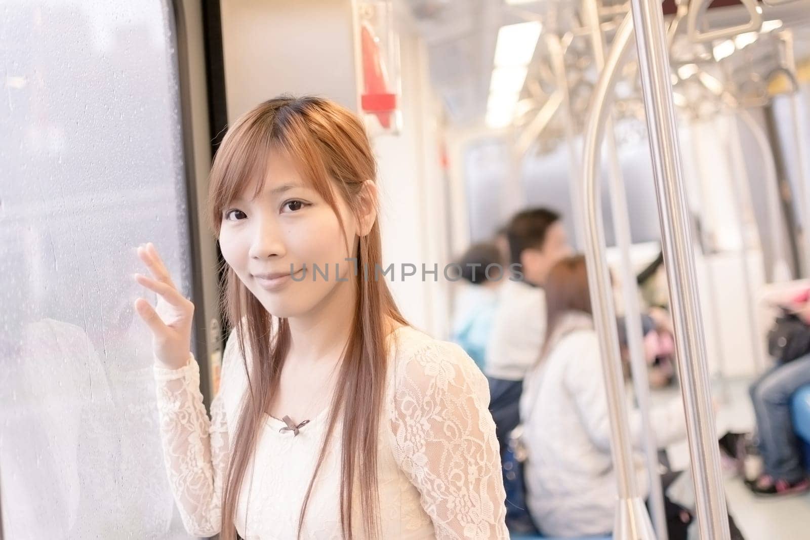 Asian beauty in MRT carriages, Taipei, Taiwan.