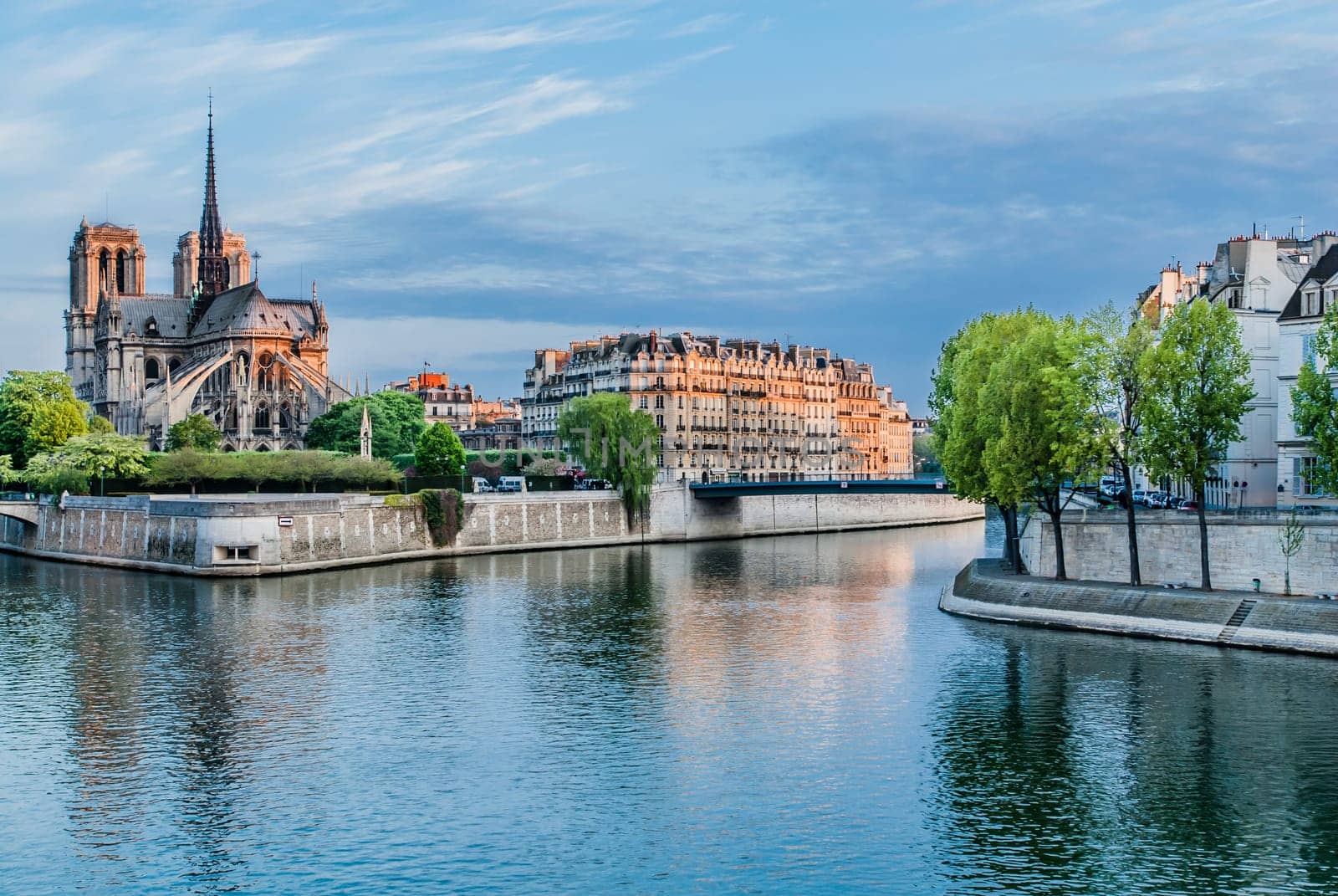 notre dame de paris and the seine river France in the city of Paris in france