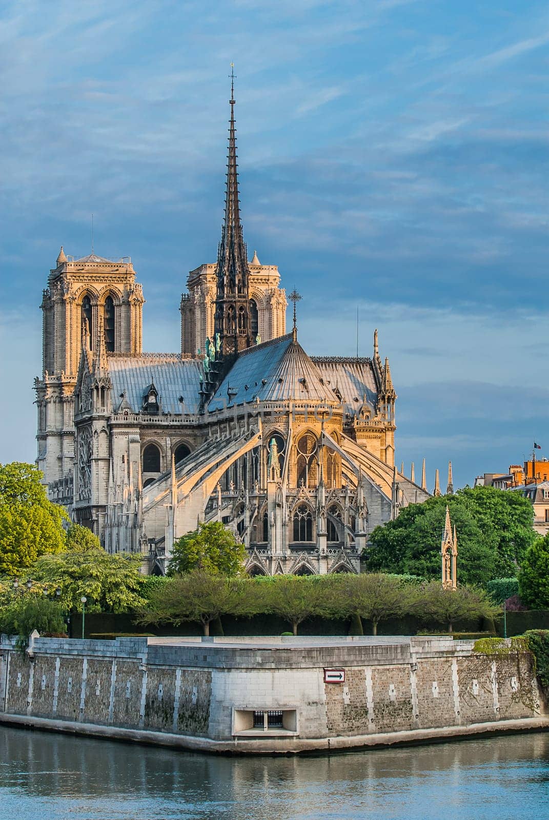 notre dame de paris and the seine river France in the city of Paris in france