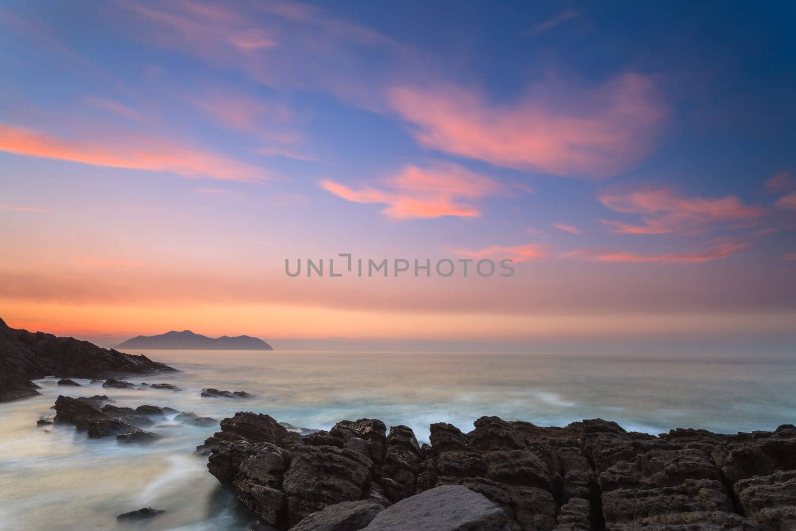 Amazing seascape sunset, Sonabia, Cantabria, Spain