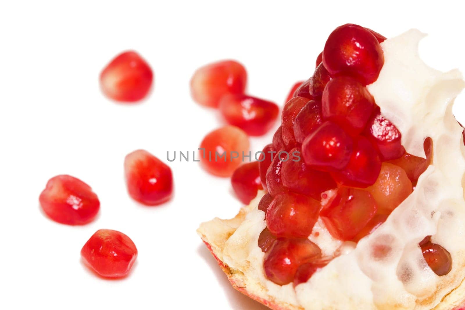 a piece of garnet and grain on white background