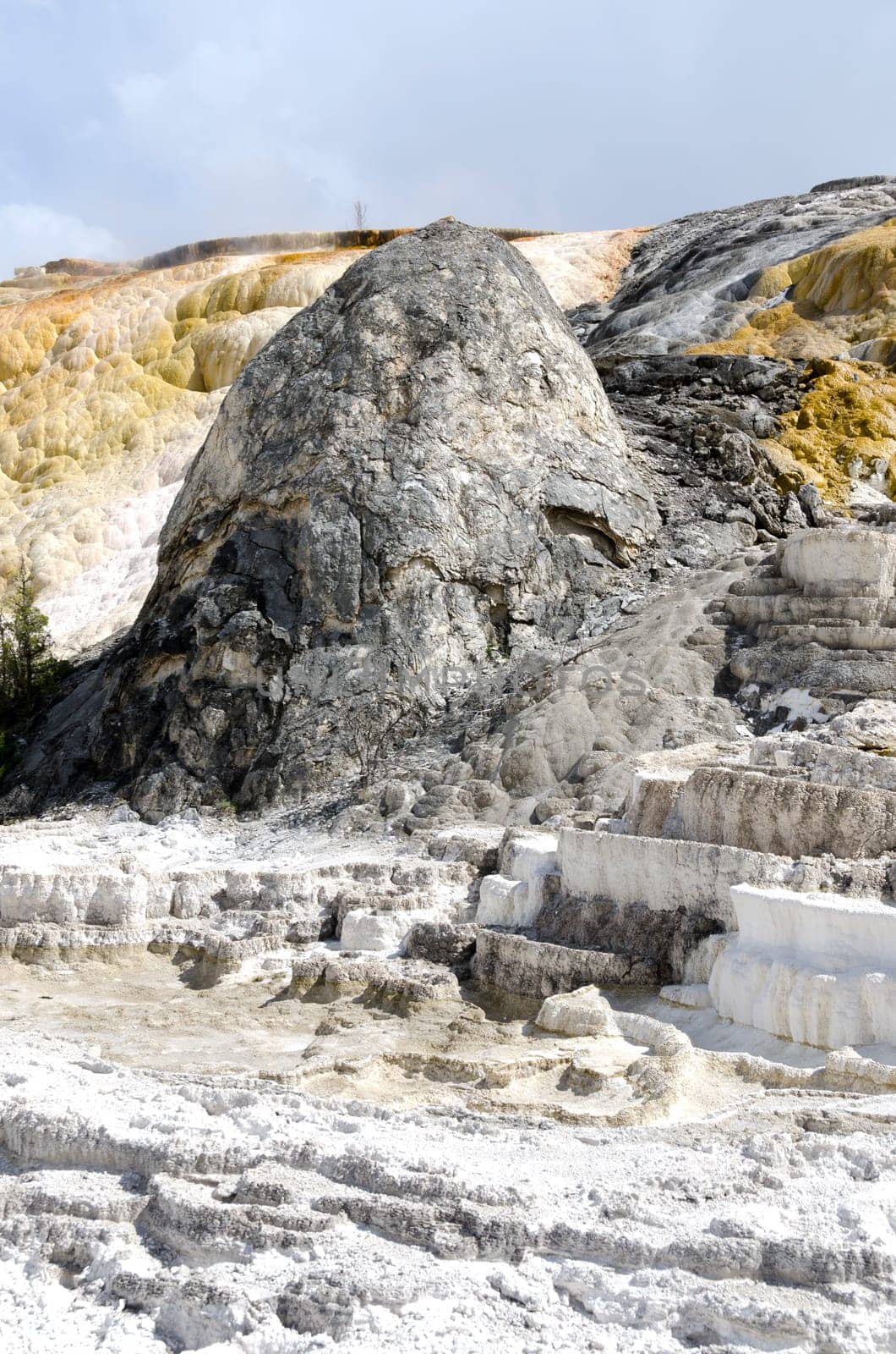 rocks and sulfur Mammoth Hot Springs in Yellowstone