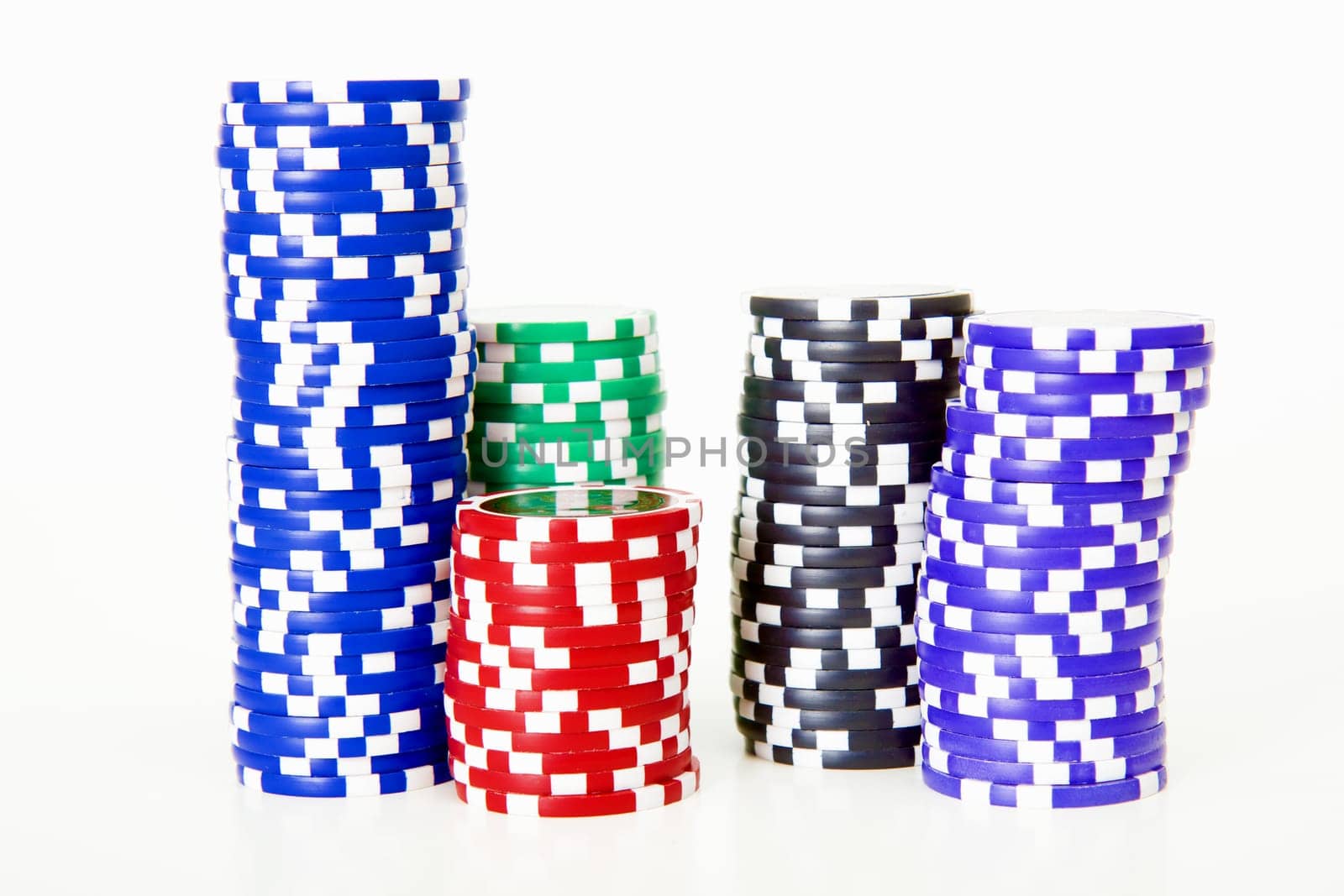 stack of poker chips on a light background
