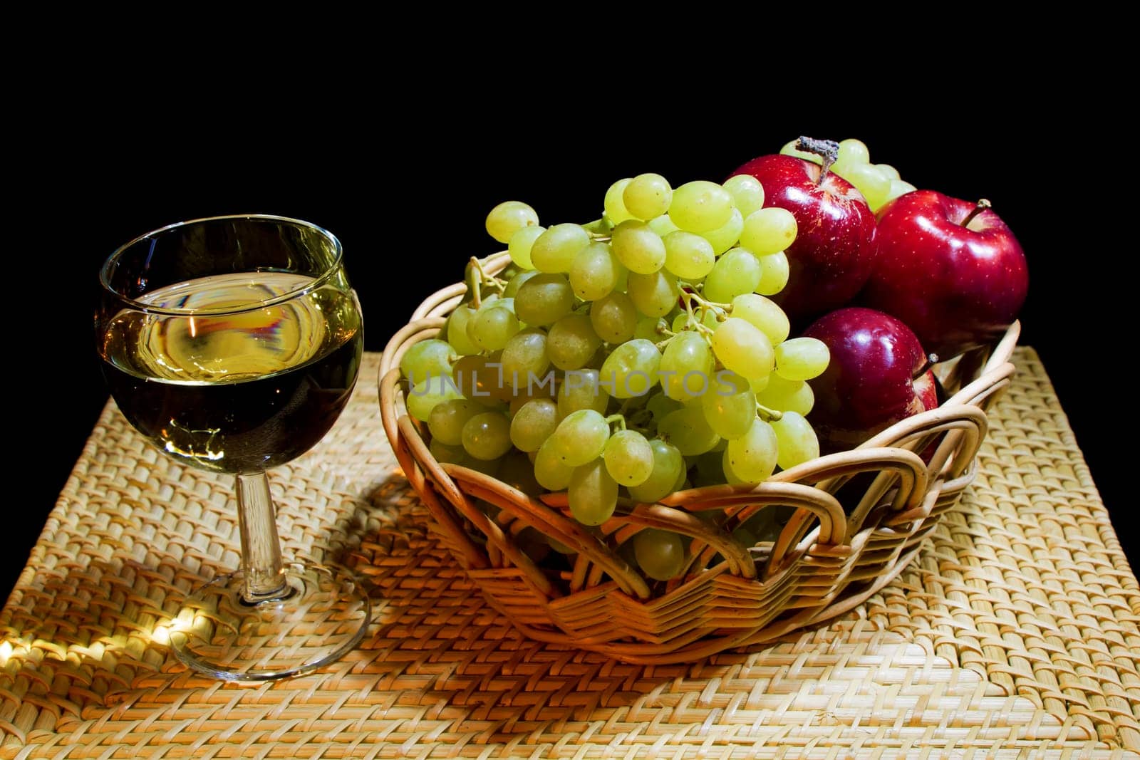Still Life with Grapes and a glass of wine