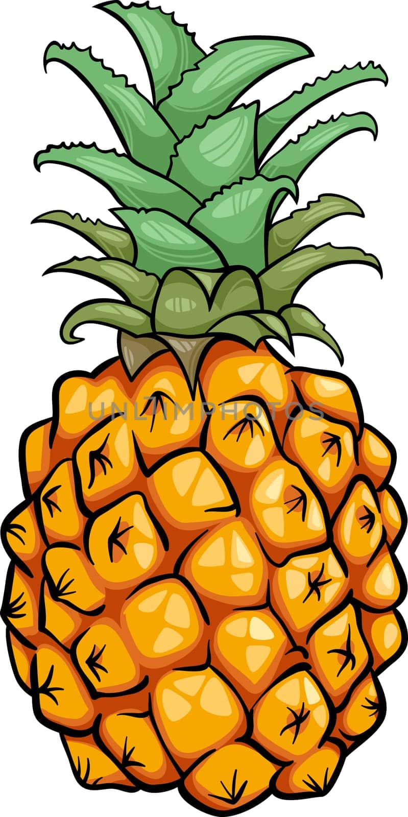 Cartoon Illustration of Pineapple Fruit Food Object