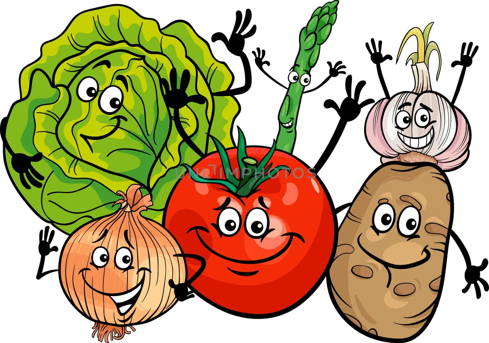 Cartoon Illustration of Funny Vegetables Food Characters Group