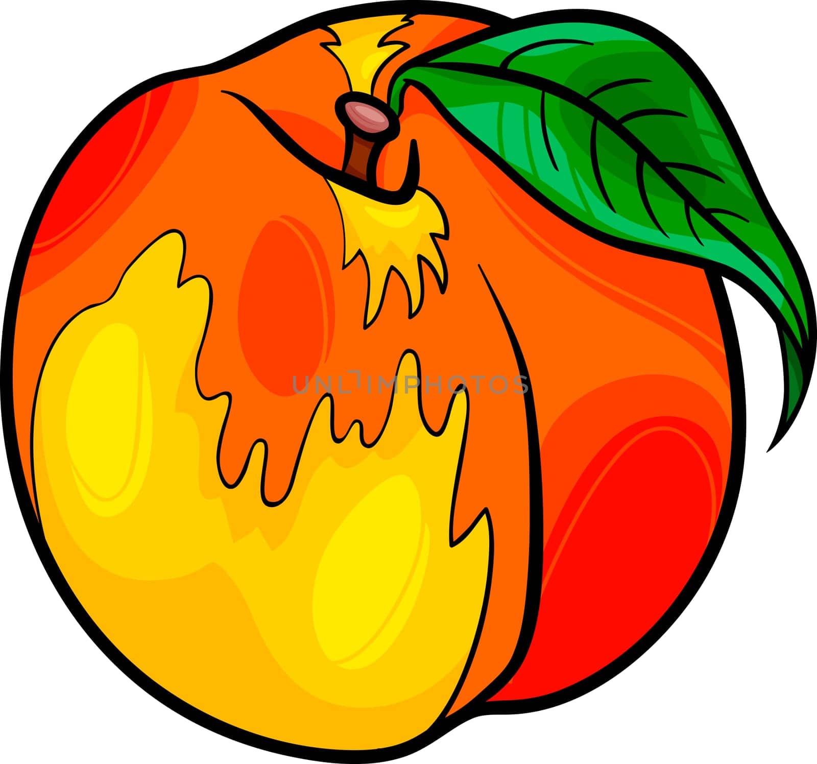 Cartoon Illustration of Peach Fruit Food Object