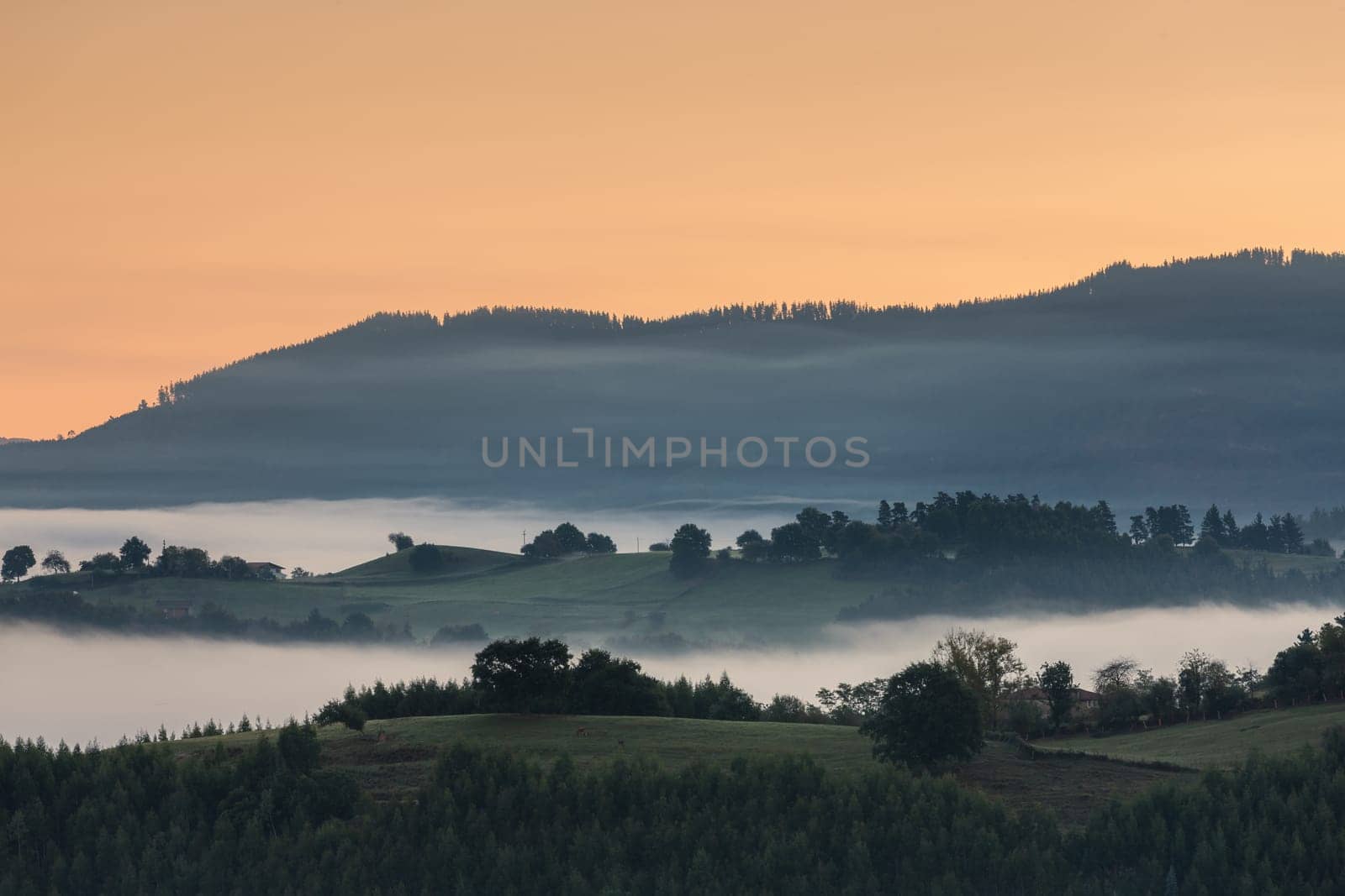 A foggy mountain landscape, Carranza, Bizkaia, Spain