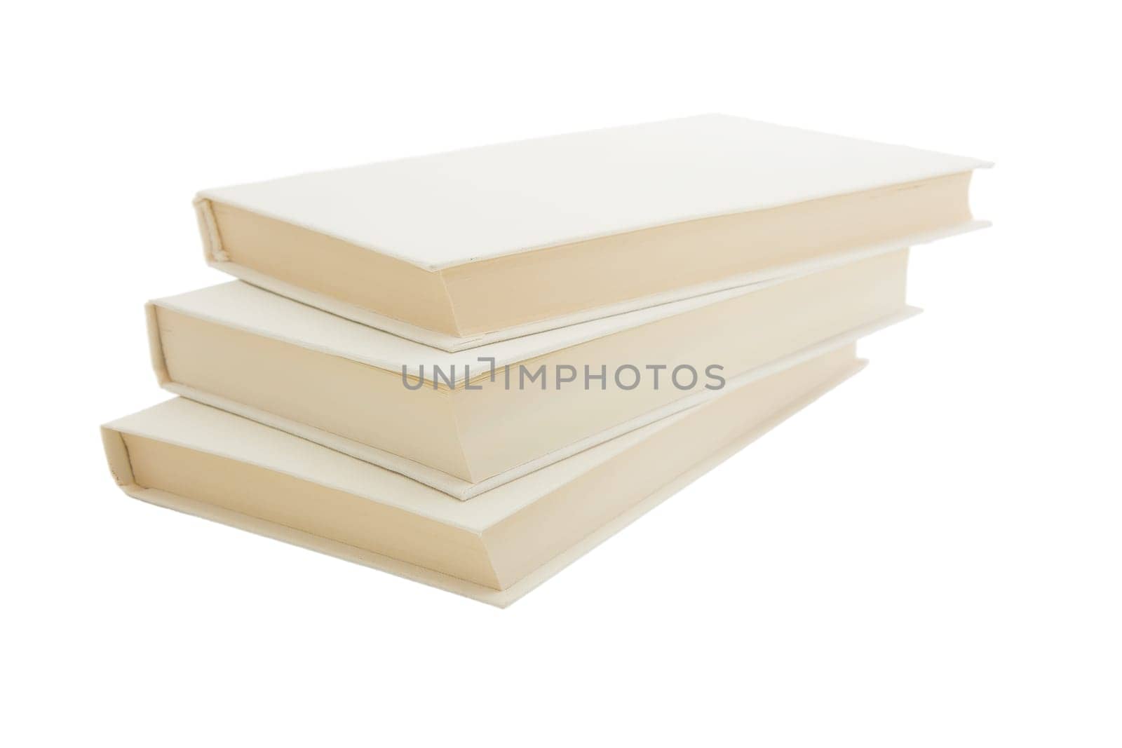 a stack of three books on white background
