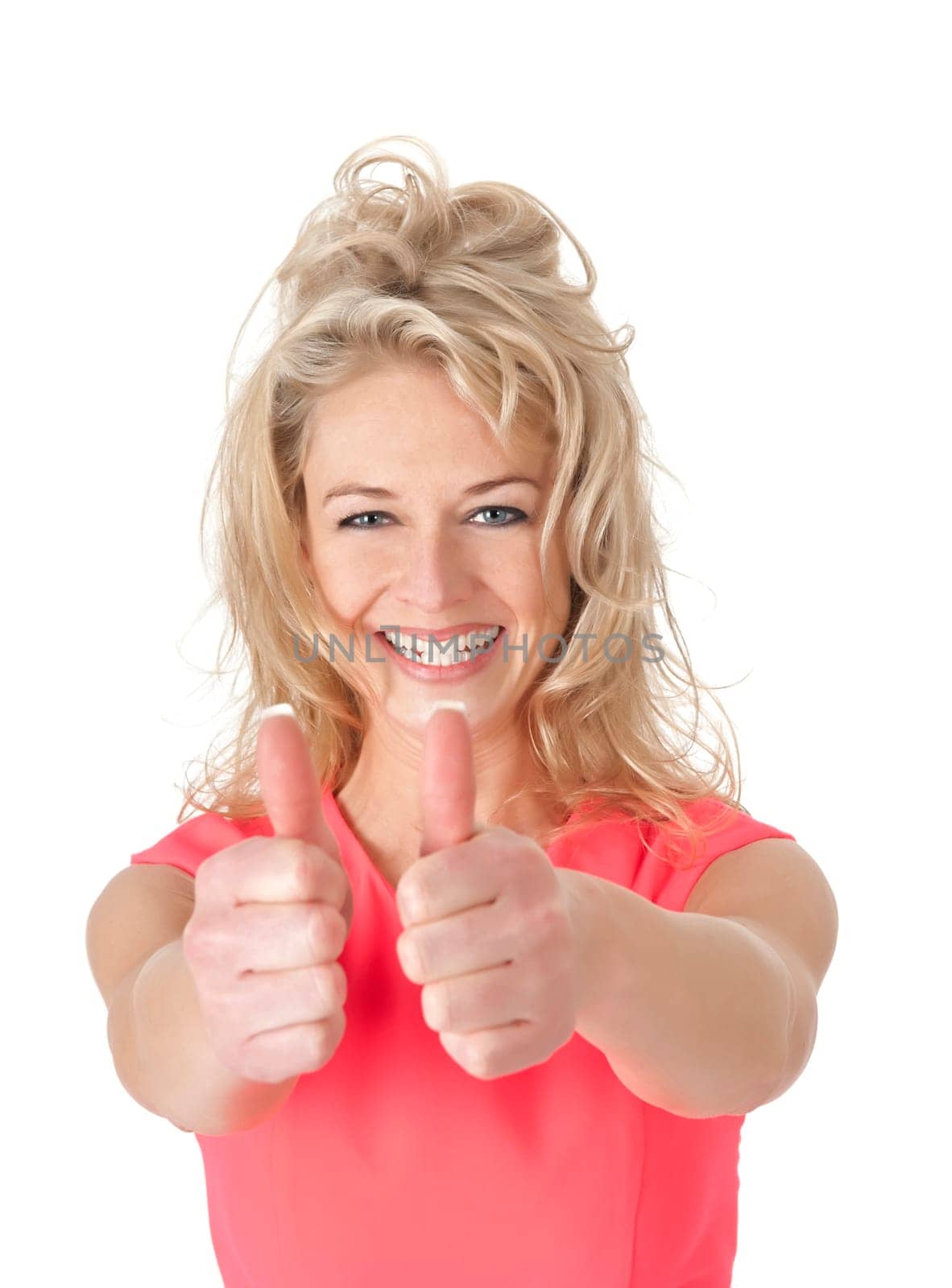 successful woman gives thumbs up