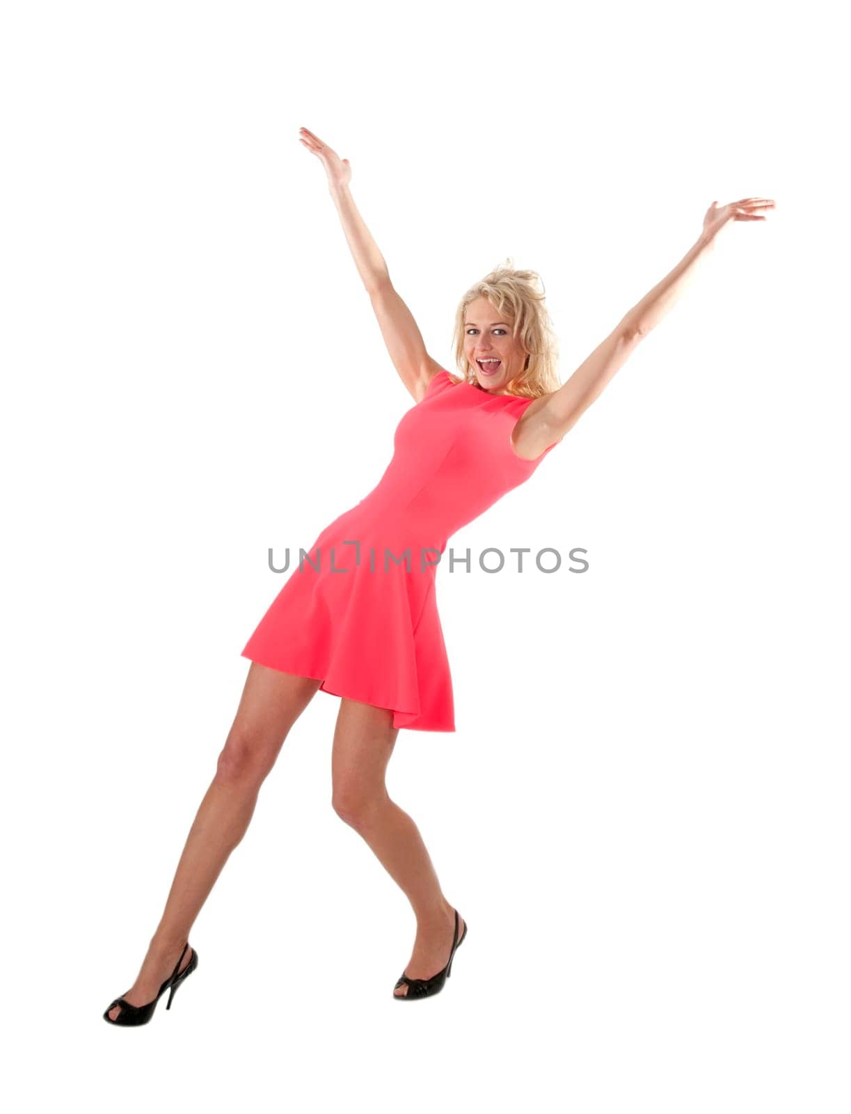 elegant young woman cheers