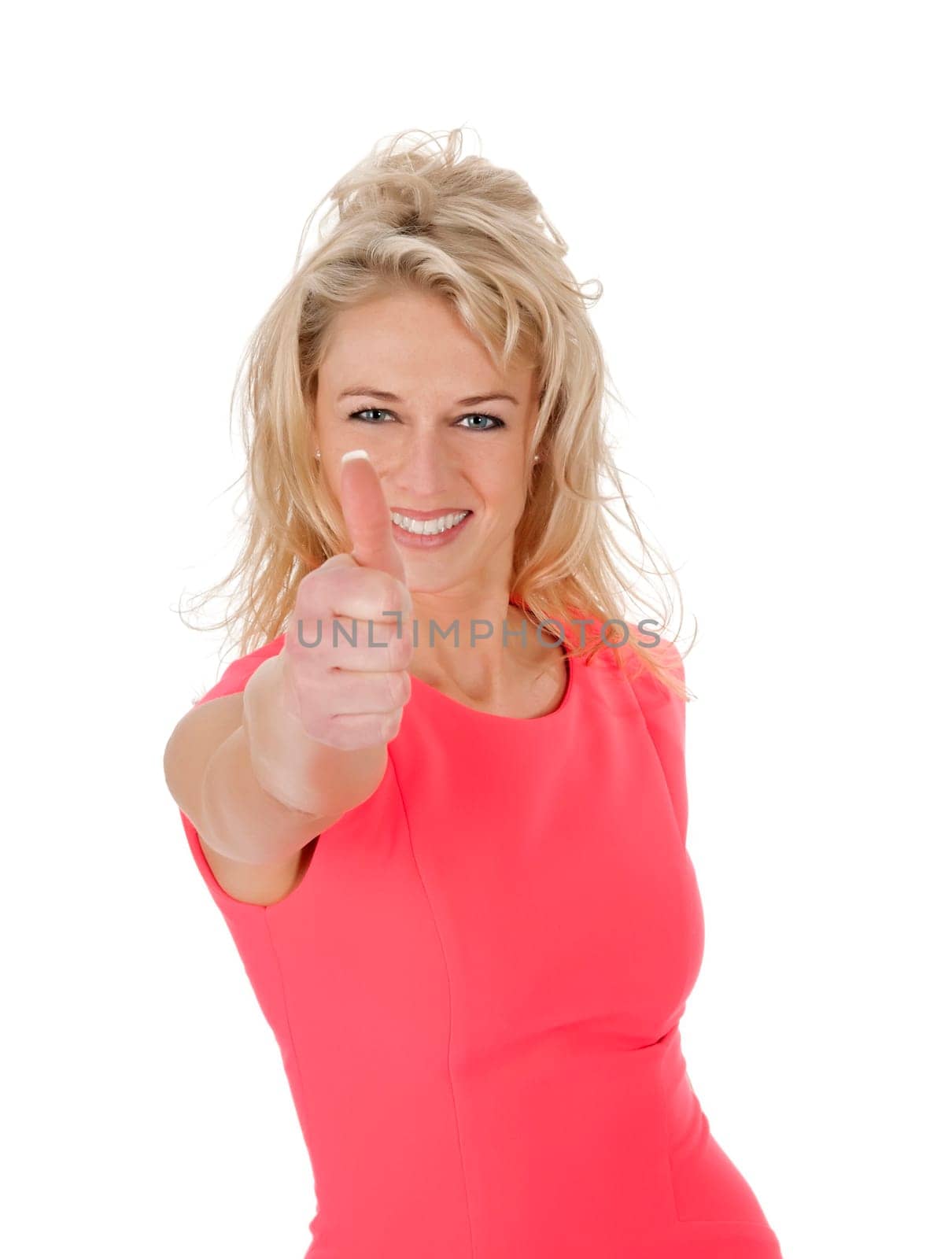 successful woman gives thumbs up