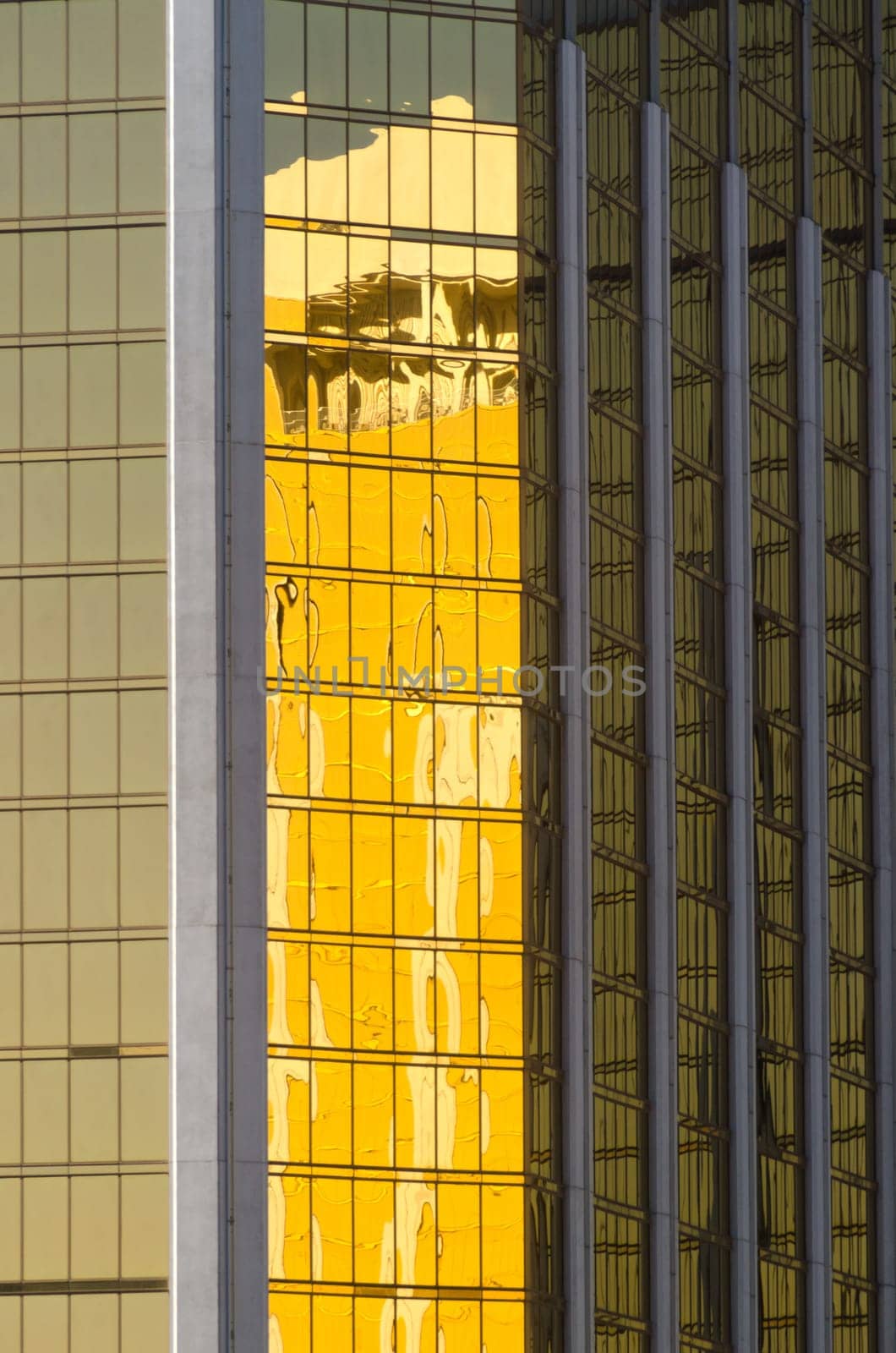 play of light among the skyscrapers of Las Vegas in Nevada