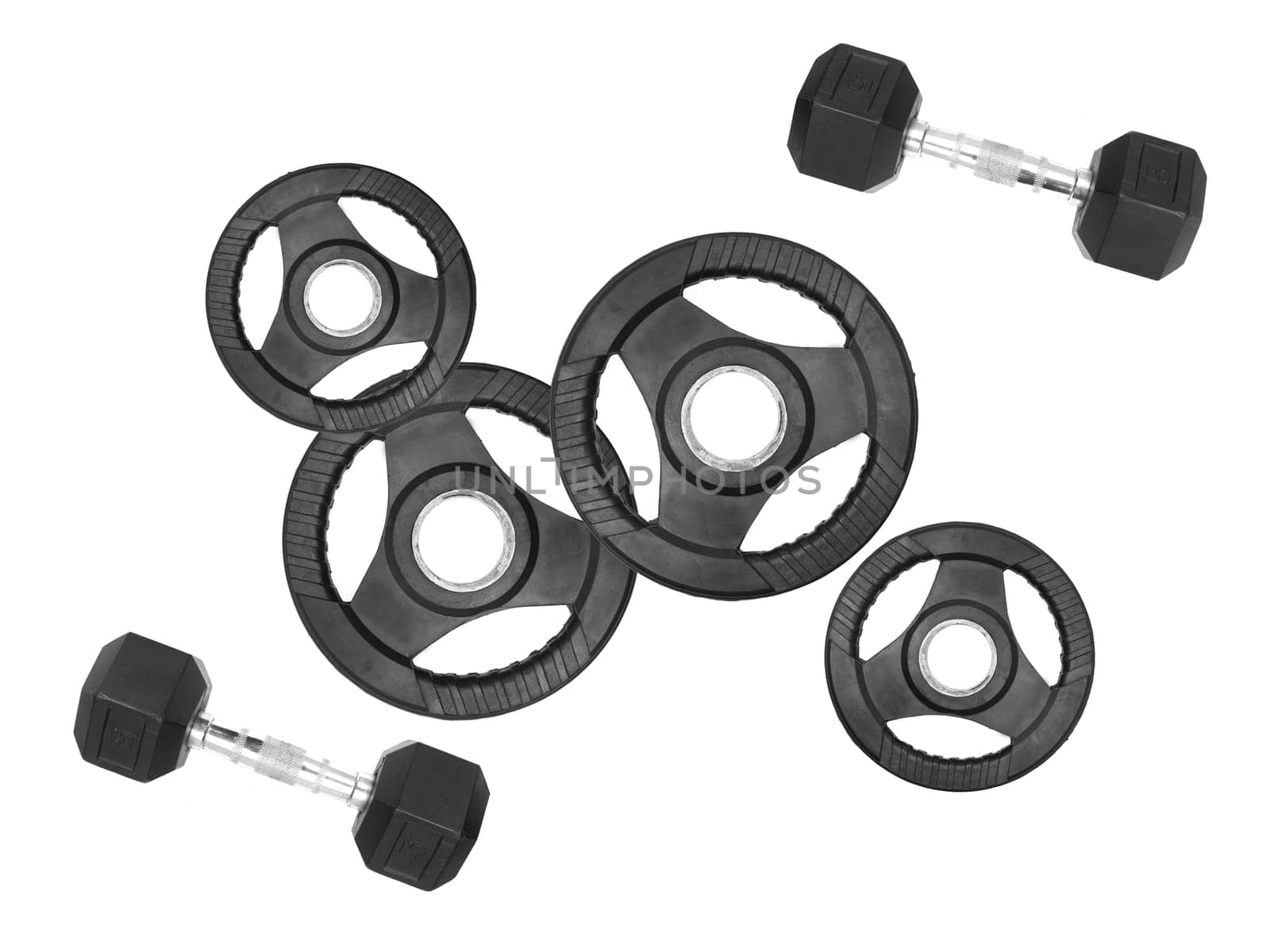 Gym weights isolated against a white background