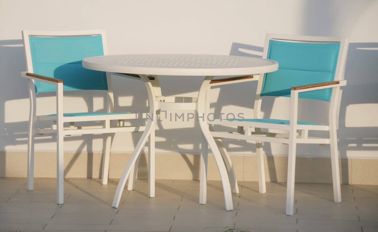 Outdoor, modern furniture-table and chairs.