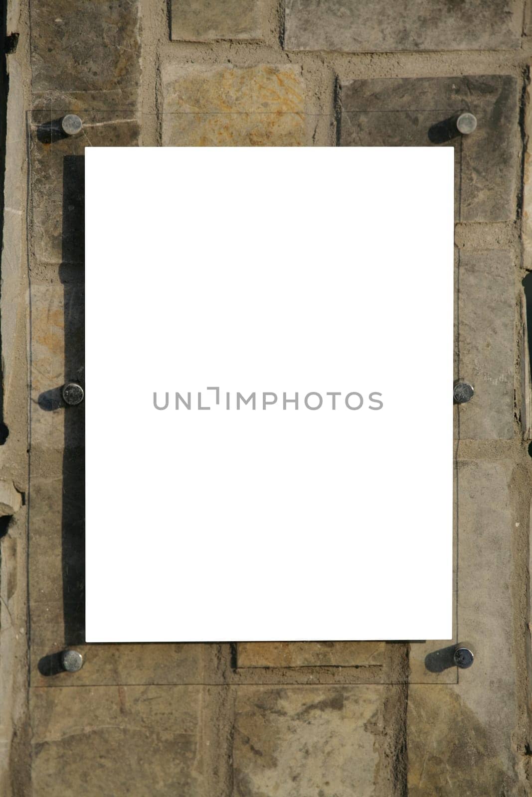 blank sign over pannel rock background
