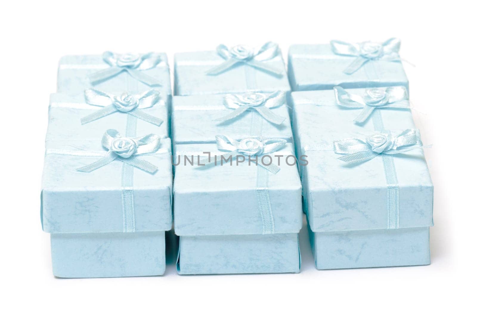 Cyan gift boxes on white background