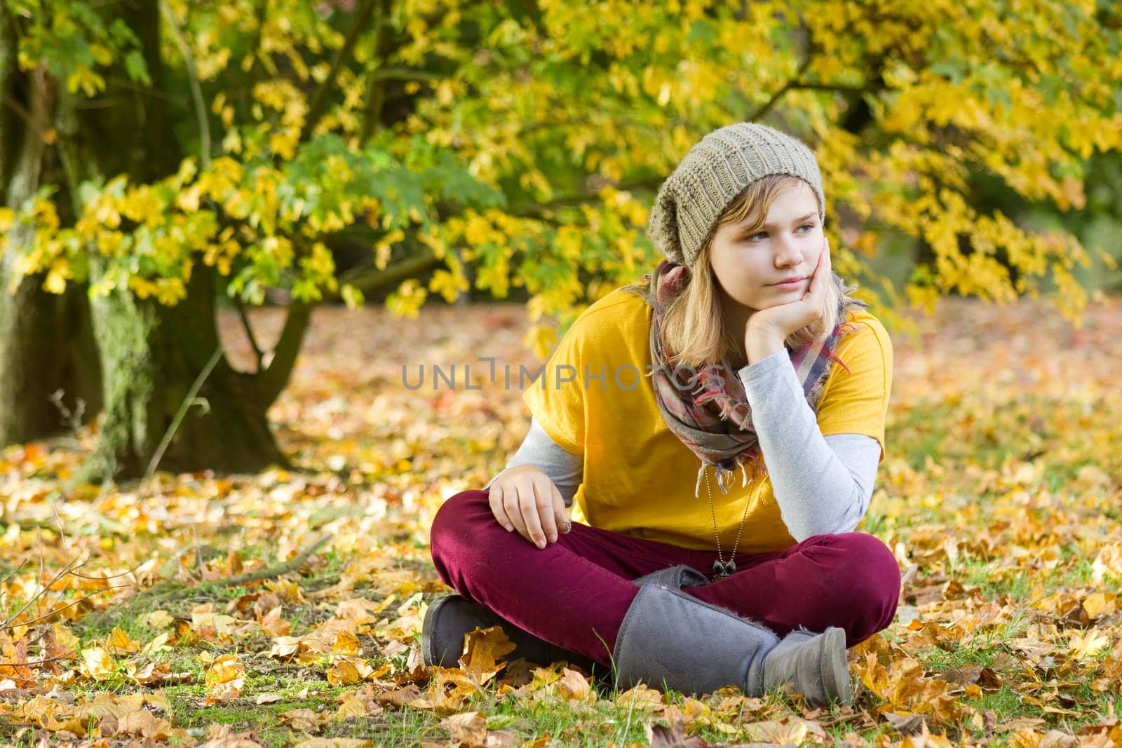 cute little girl in the autumn park