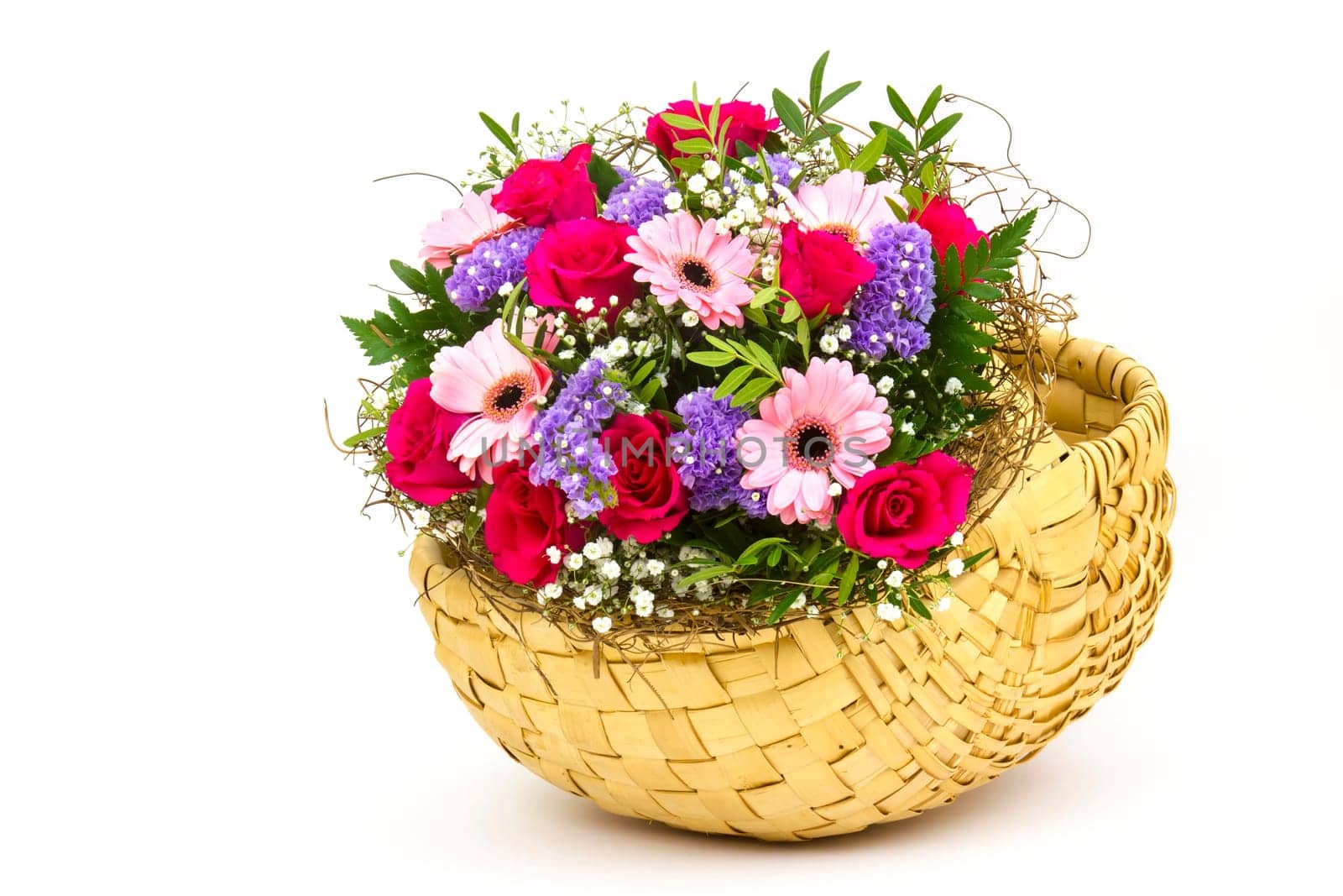 colourful flowers in a basket