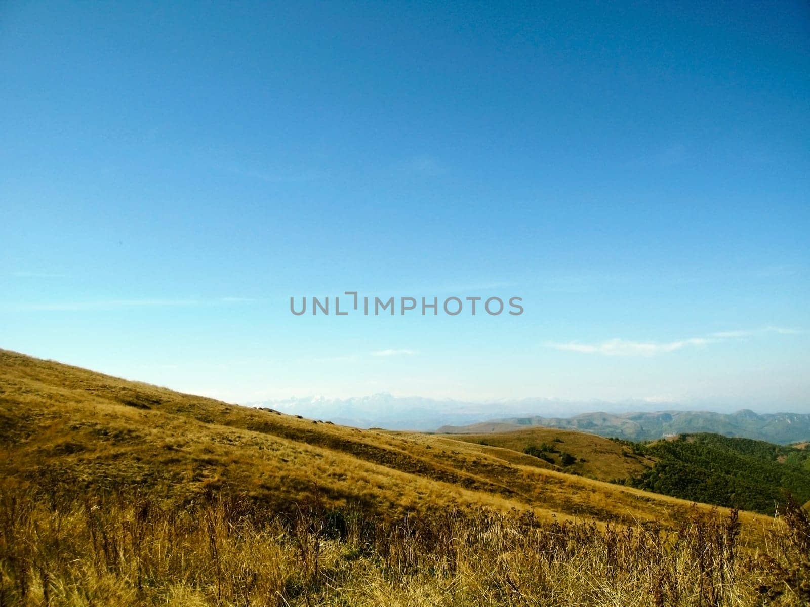 Caucasus landscape and autumn nature in daylight