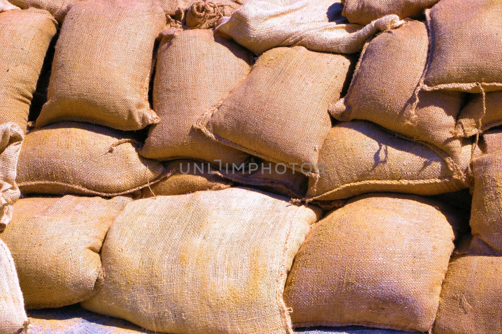 filled sandbags at the flood in Magdeburg