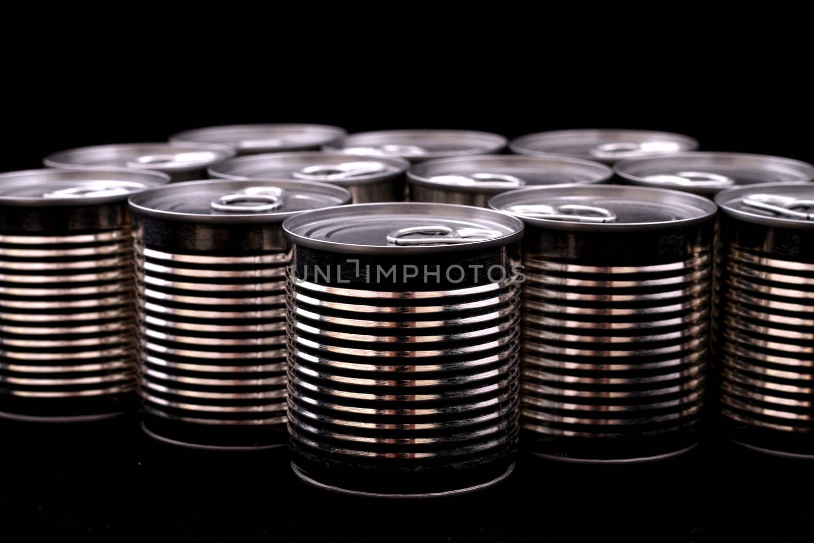 A group of black cans