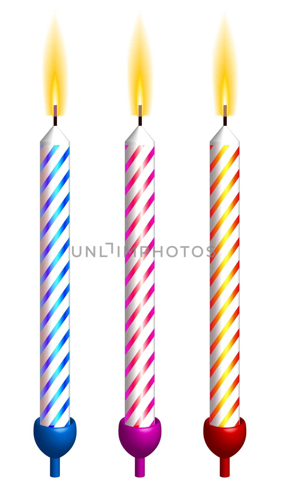 birthday candles. Detailed portrayal