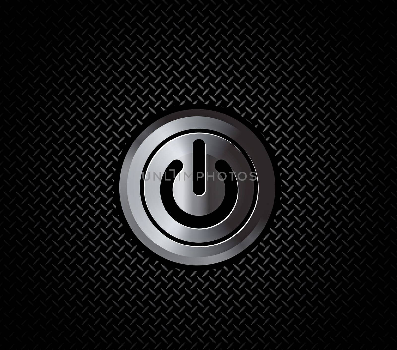 The mettal button power on black metal pattern