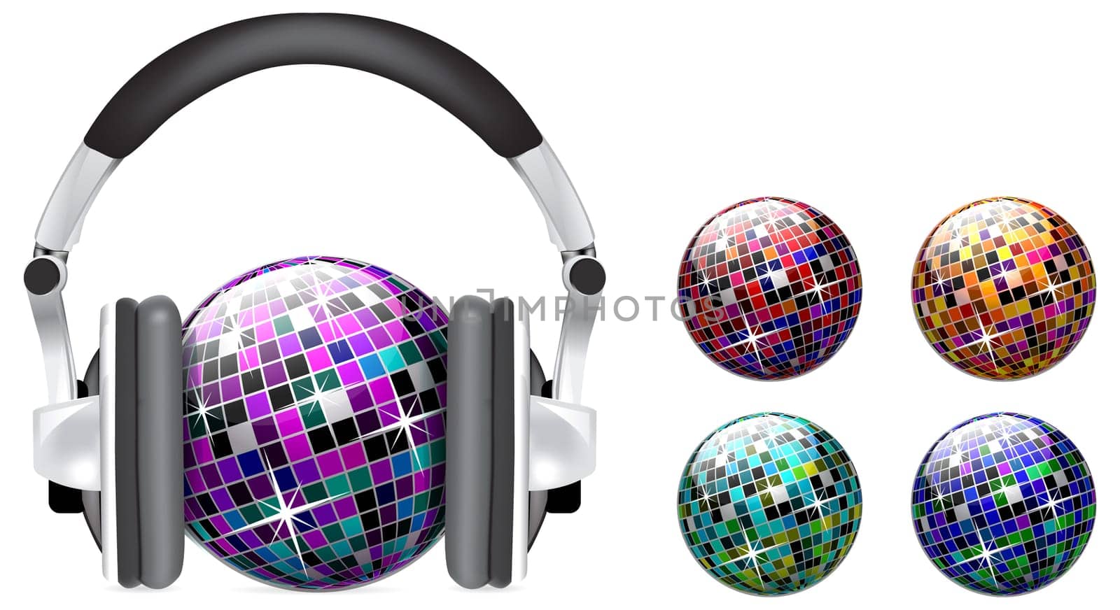discoball with headphones