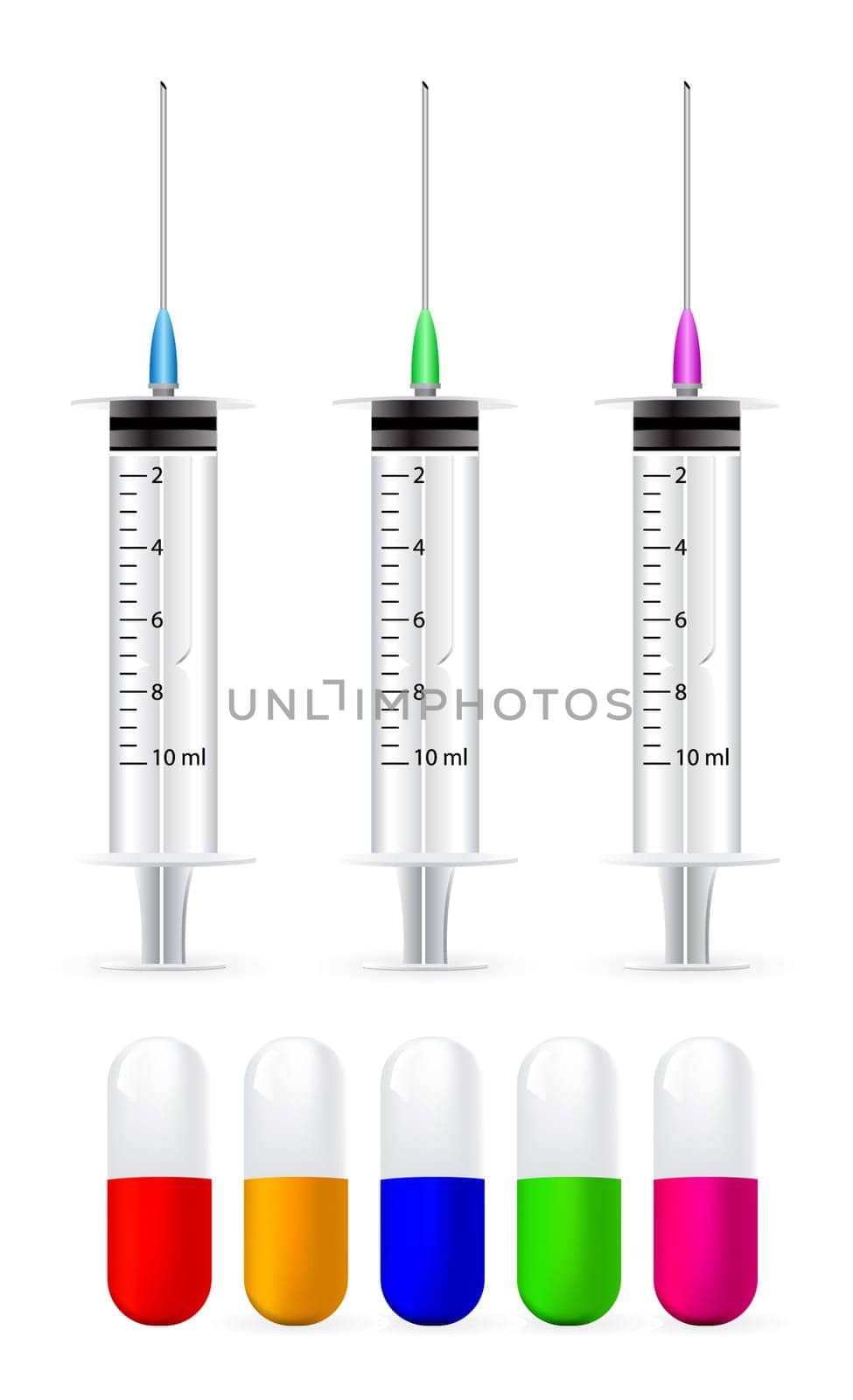 Syringe and pills