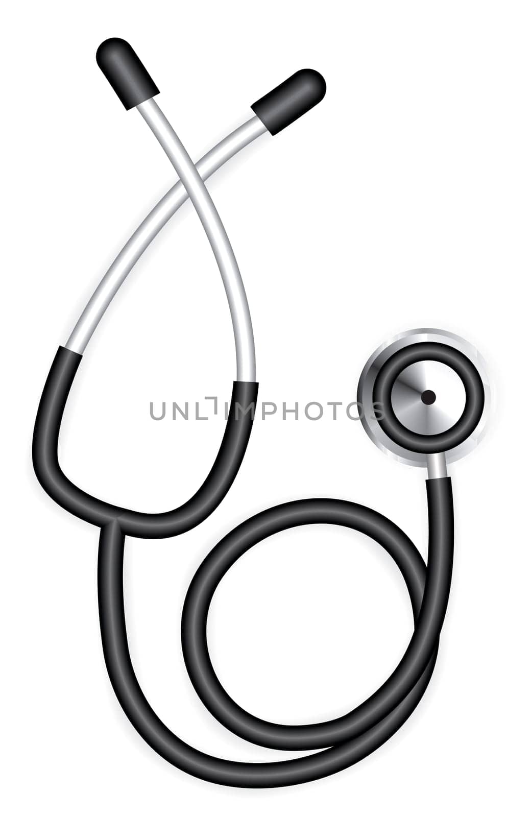 Beautiful realistic stethoscope isolated on white background