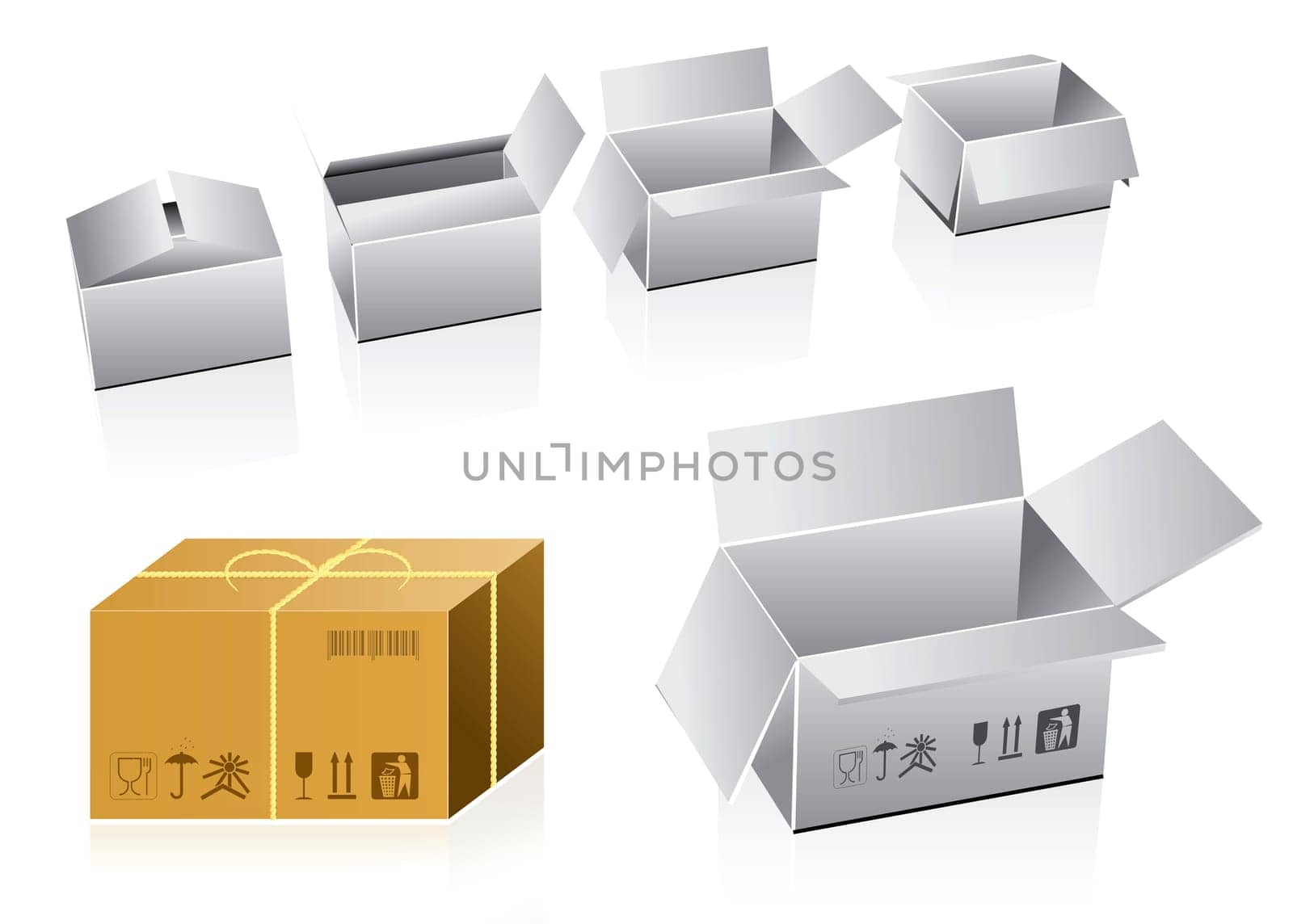 set of cardboard boxes
