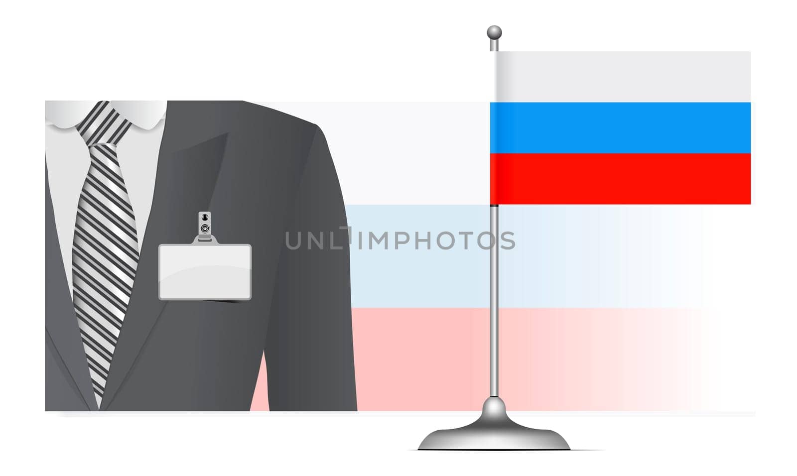 A Russian diplomat at the background of the flag