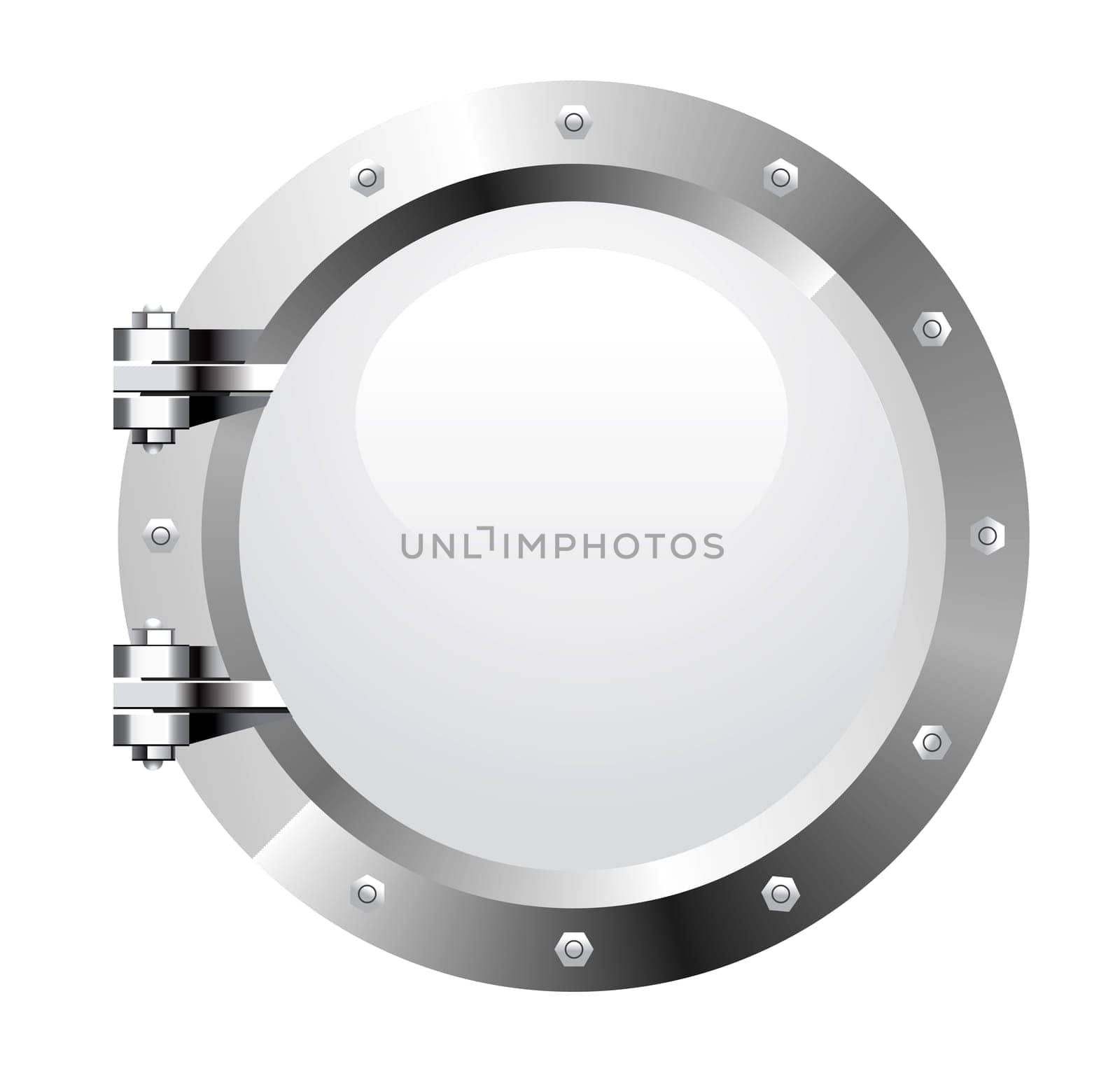 realistic metalic porthole on white background