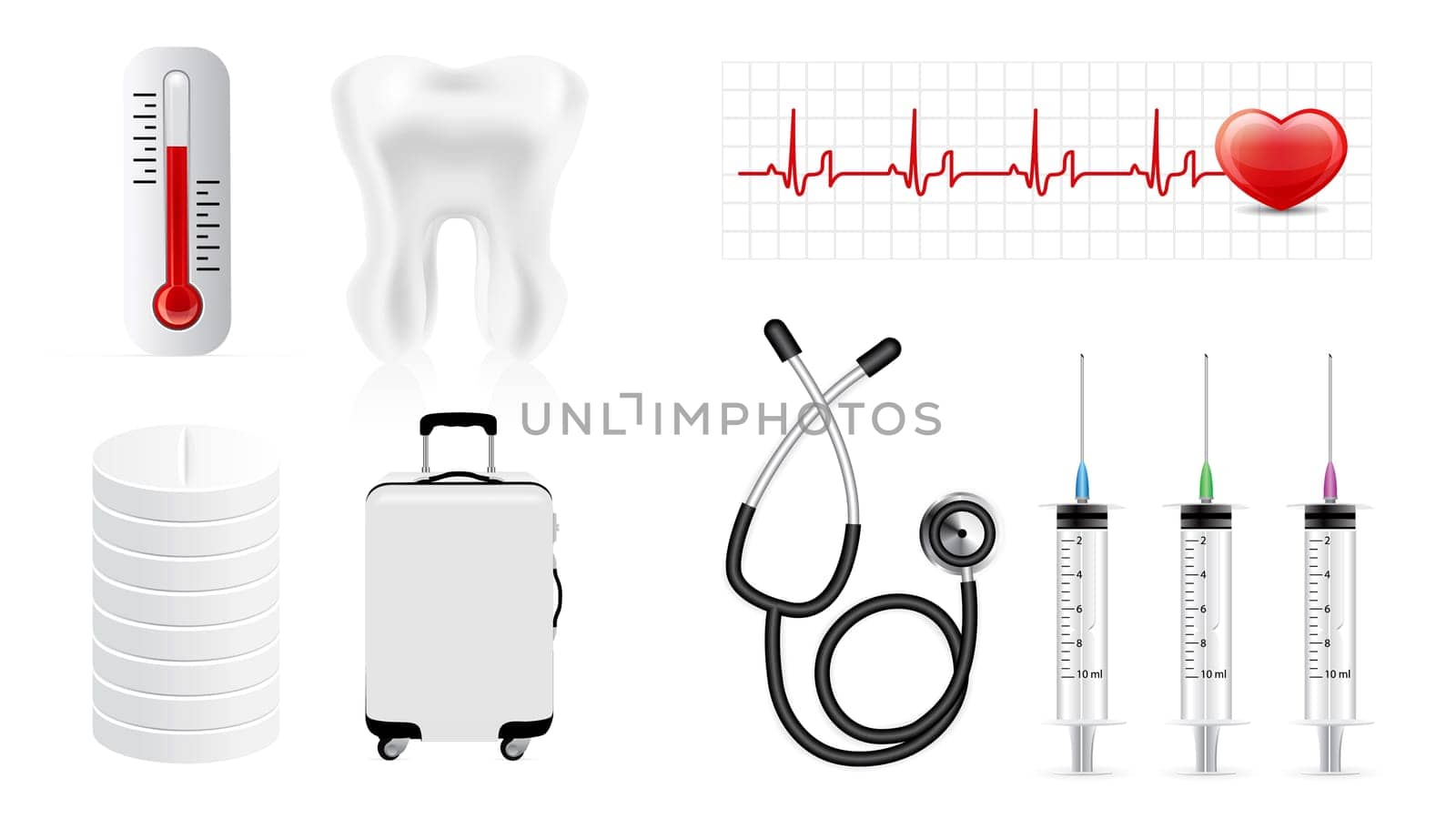 Medicine icon set isolated on white background