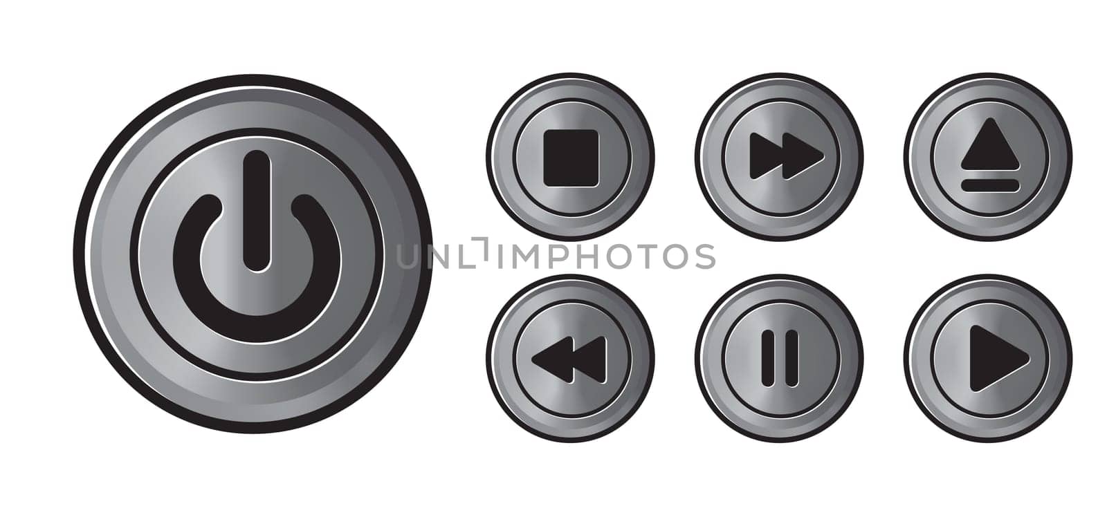 Player icons metall buttons