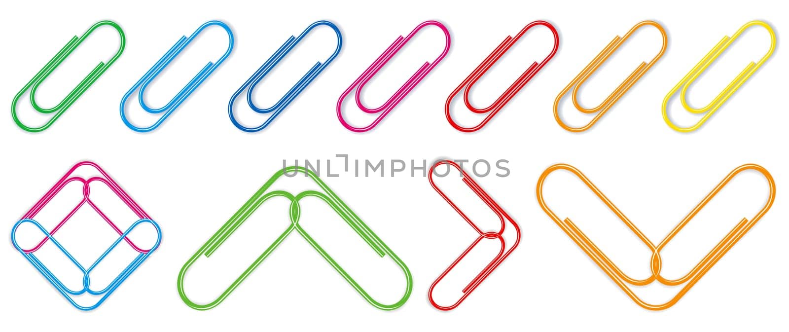 aper clip set on white background