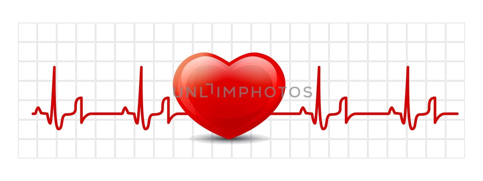 heart and heartbeat symbol on reflective surface