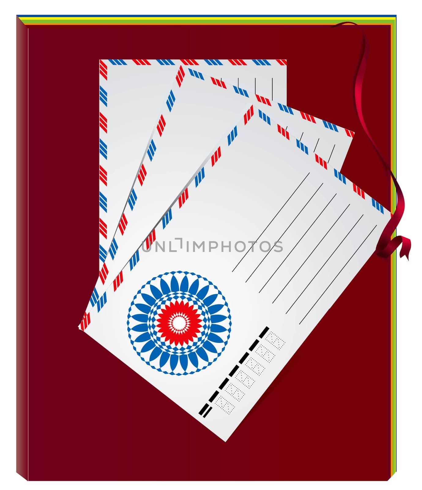 Notebook with envelope.