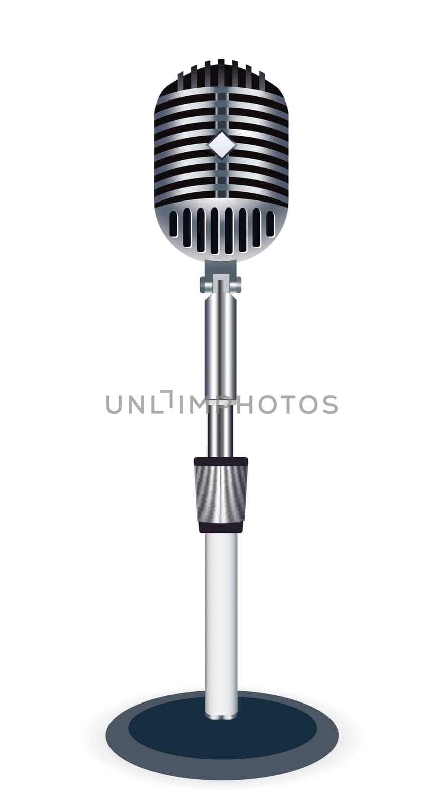 Beautiful Retro Black Microphone Over White