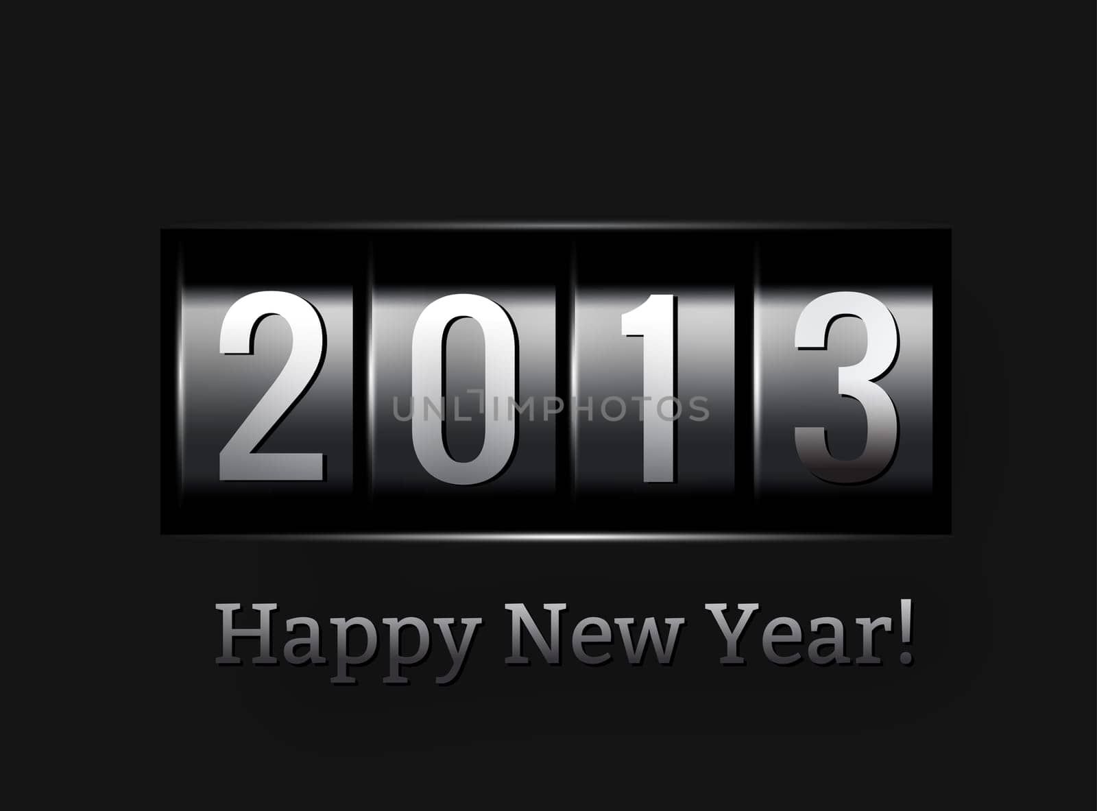 New Year counter 2013. Vector illustration on black