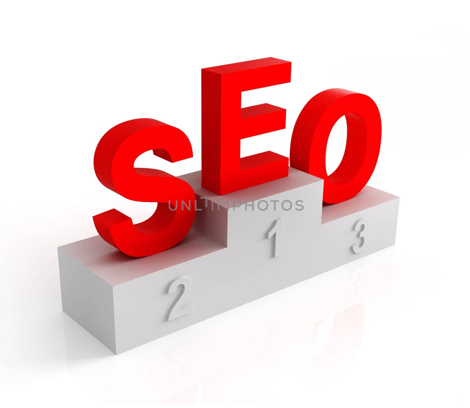 letters SEO on the pedestal on white background