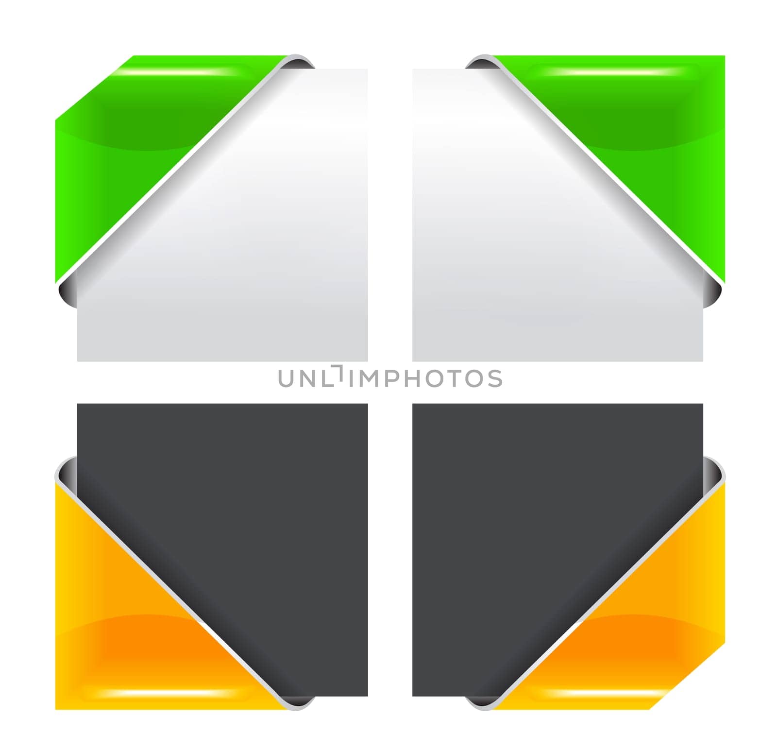 The vector colored corner ribbon set on white background. EPS v. 8.0