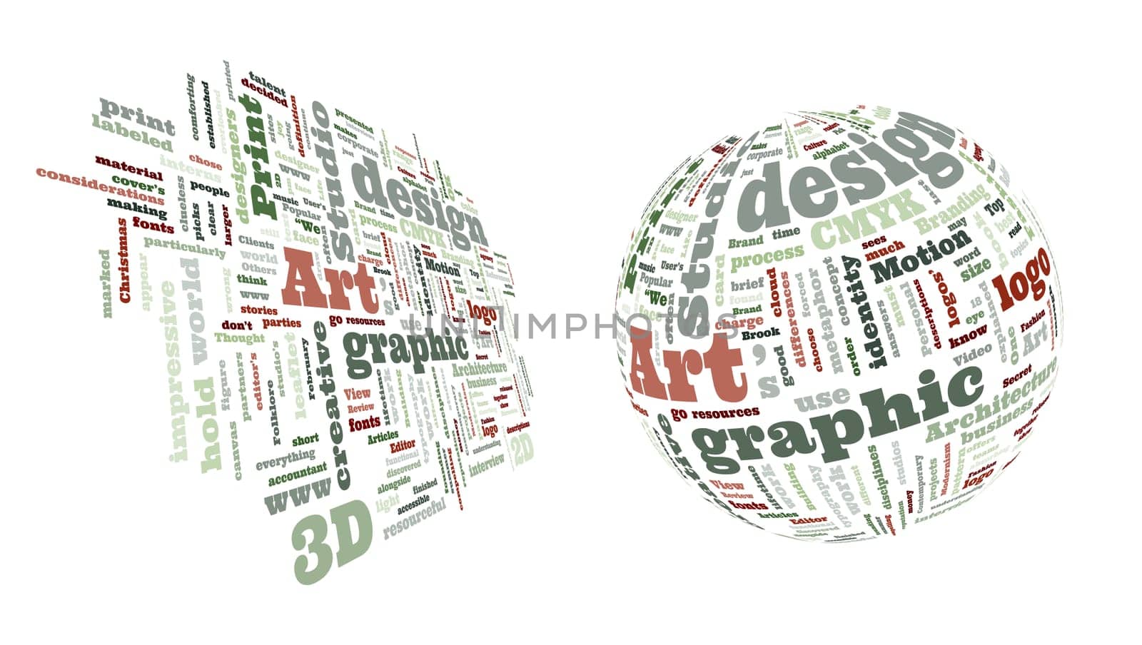 Graphic design studio. Trendy print concept word cloud