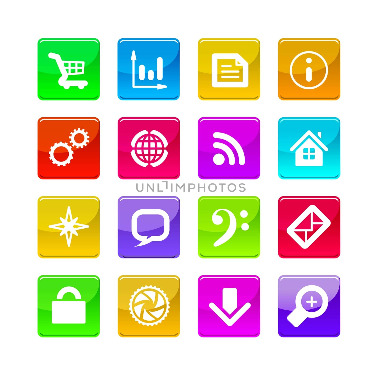 Vector color application icons isolated on white background